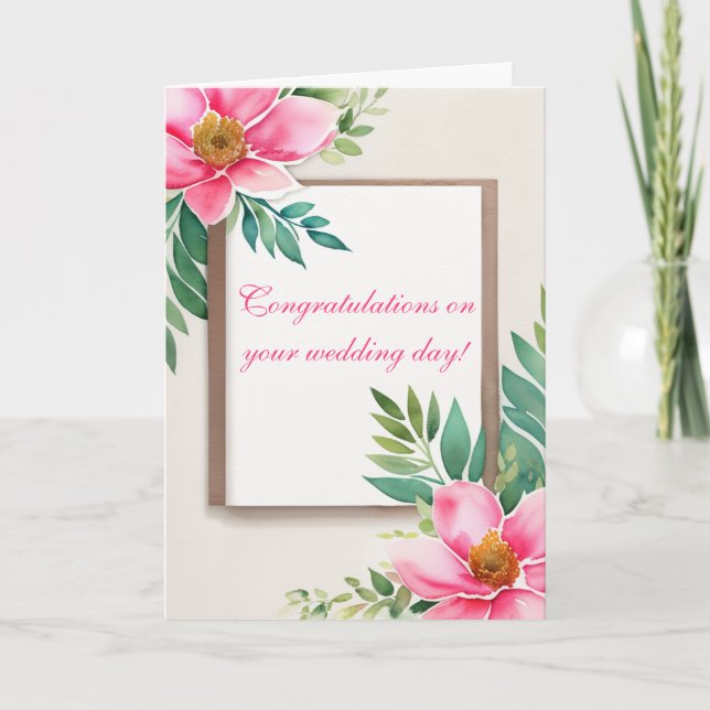 Image framed by watercolor flowers thank you card (Front)