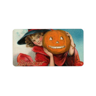Image Halloween vintage sur un étiquette de livrai