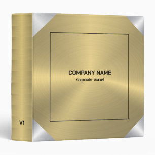 Image of a metallic gold with silver accents binder