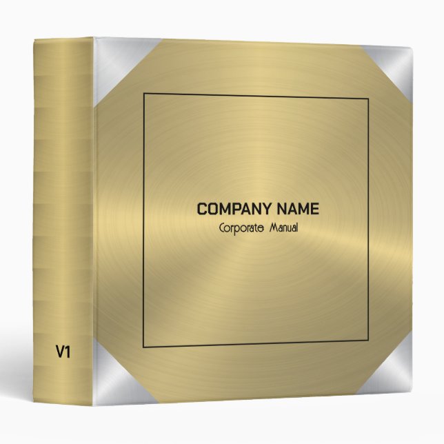Image of a metallic gold with silver accents binder (Front/Spine)