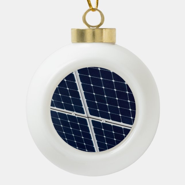 Image of a solar power panel funny ceramic ball christmas ornament (Front)