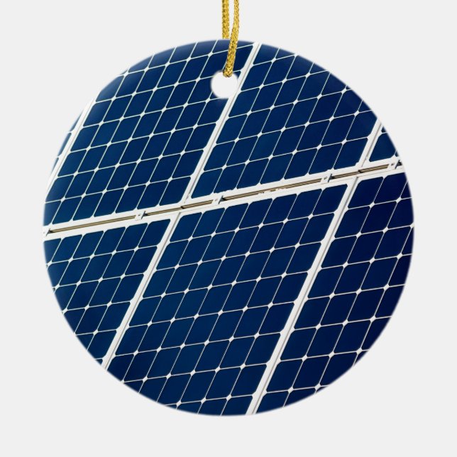 Image of a solar power panel funny ceramic ornament (Front)
