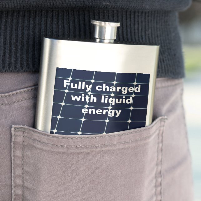 Image of a solar power panel funny hip flask (In Situ)