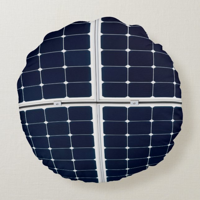 Image of a solar power panel funny round pillow (Back)