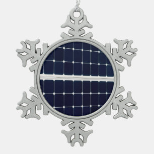 Image of a solar power panel funny snowflake pewter christmas ornament