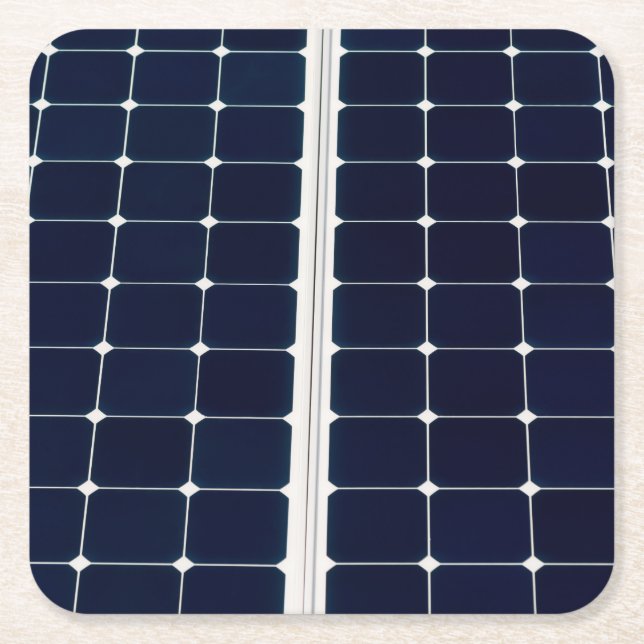 Image of a solar power panel funny square paper coaster (Front)