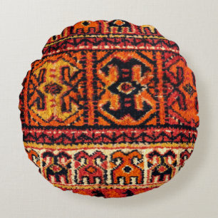 Image of a vintage carpet. Impressive texture Round Pillow
