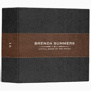 Image Of Black & Brown Stitched Leather Black Binder