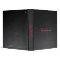 Image of Black Faux Leather Look Red Text