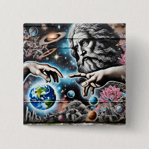  image of god creating the universe 2 inch square button