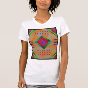 Image of Multicolored Diamond on Abstract Design T-Shirt