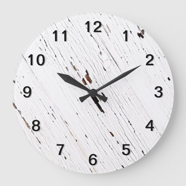 Image of Planks of Wood with Chipped Paint. Large Clock (Front)