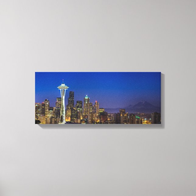 Image of Seattle Skyline in morning hours. Canvas Print (Front)