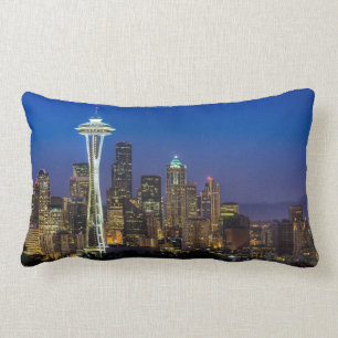 Image of Seattle Skyline in morning hours. Lumbar Pillow