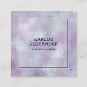 Image of shimmering silver & pink background square business card