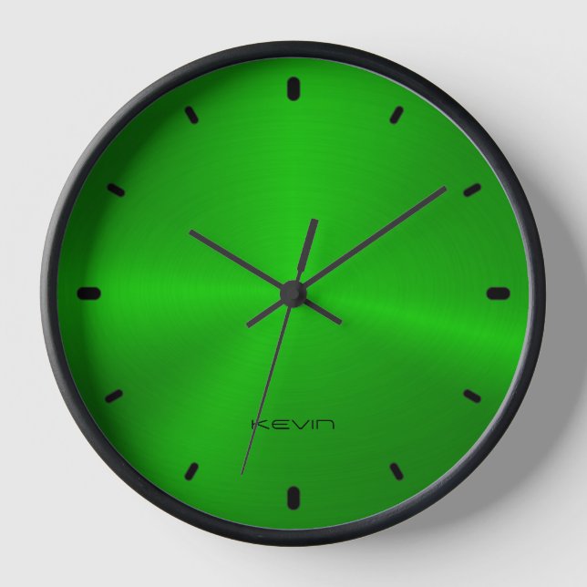 Image of Shiny Green Metallic Texture Clock (Front)
