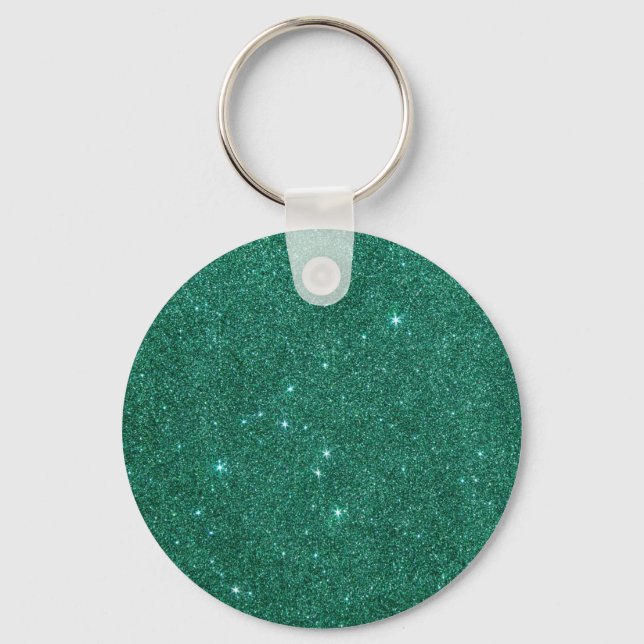Image of teal glitter keychain (Front)