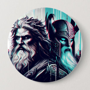  image of the gods zeus and odin togethe 4 inch round button
