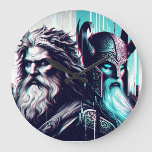 image of the gods zeus and odin togethe large clock