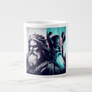 image of the gods zeus and odin togethe large coffee mug