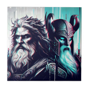 image of the gods zeus and odin togethe tile