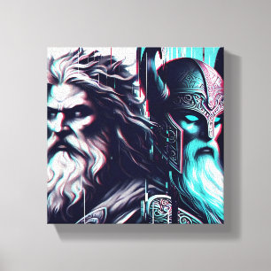 image of the gods zeus and odin together canvas print