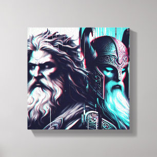 image of the gods zeus and odin together canvas print