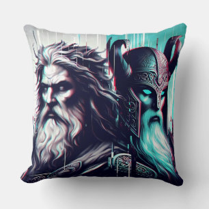 image of the gods zeus and odin together throw pillow