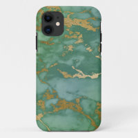 Image Of Trendy Marble Texture In Green & Gold