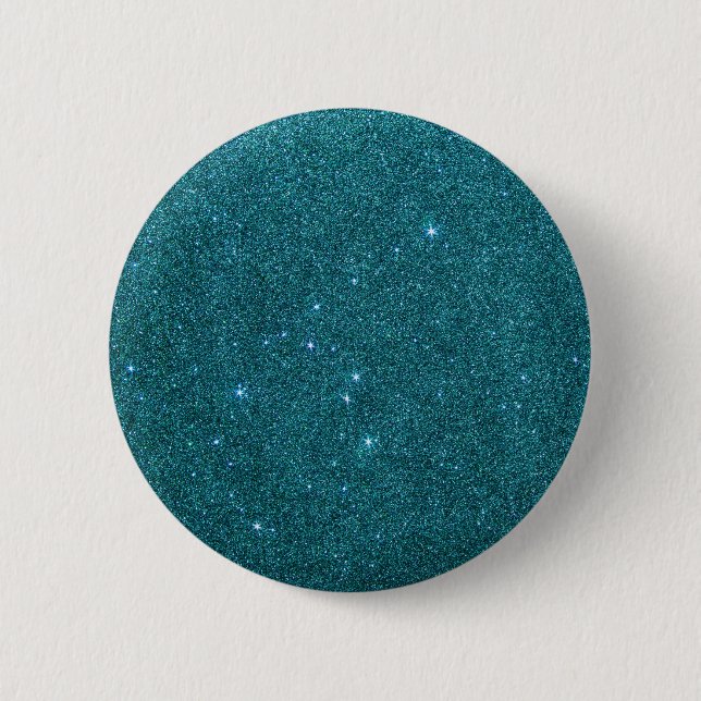 Image of trendy teal glitter 2 inch round button (Front)
