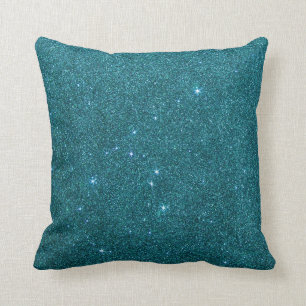 Image of trendy teal glitter throw pillow