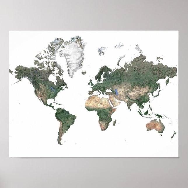Image satellite Poster de la carte mondiale (Devant)
