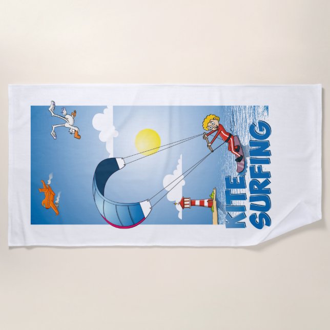 Image Surfing Kite Beach Towel (Front)