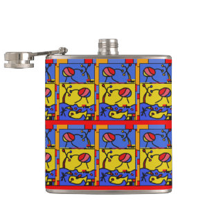 Image with fish modern art hip flask