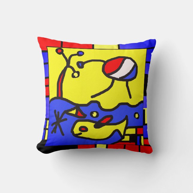 Image with fish modern art throw pillow (Front)