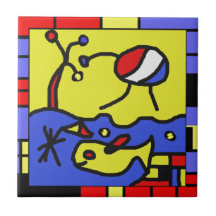 Image with fish modern art tile