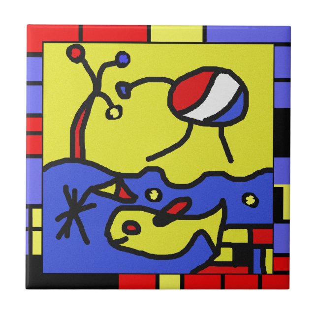 Image with fish modern art tile (Front)