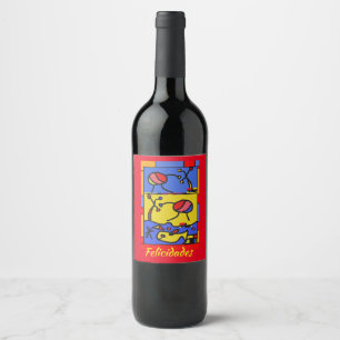 Image with fish modern art wine label