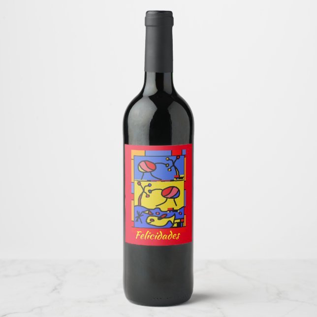 Image with fish modern art wine label (Front)
