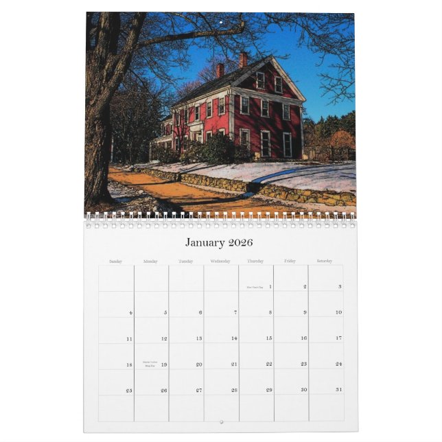 Images de calendrier de la Nouvelle Angleterre (Jan 2026)