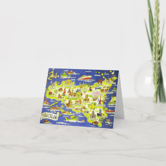 Images de la carte pliée bleue Sicile