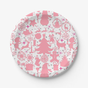 Images of Christmas in Pink Paper Plate