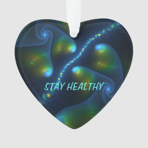 Imaginaire Abstrait Bleu Vert Jaune Fractal Texte