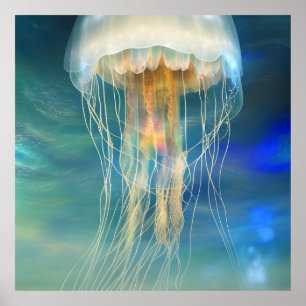 Imaginaire Abstrait Méduse Dans L'Océan Poster
