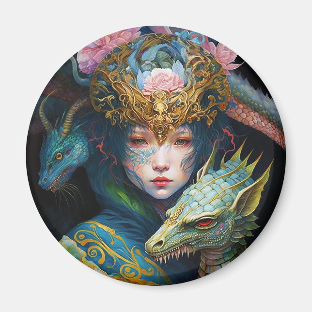 Imaginaire Art Dragon déesse Queen Magnet (Devant)