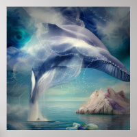 Imaginaire Baleine Abstraite Dans L'Océan Poster