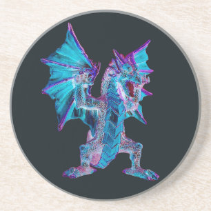 Imaginaire Blue Fire Dragon Dessous de verre en gr