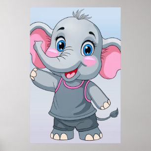 Imaginaire Cartoon Baby Elephant Poster