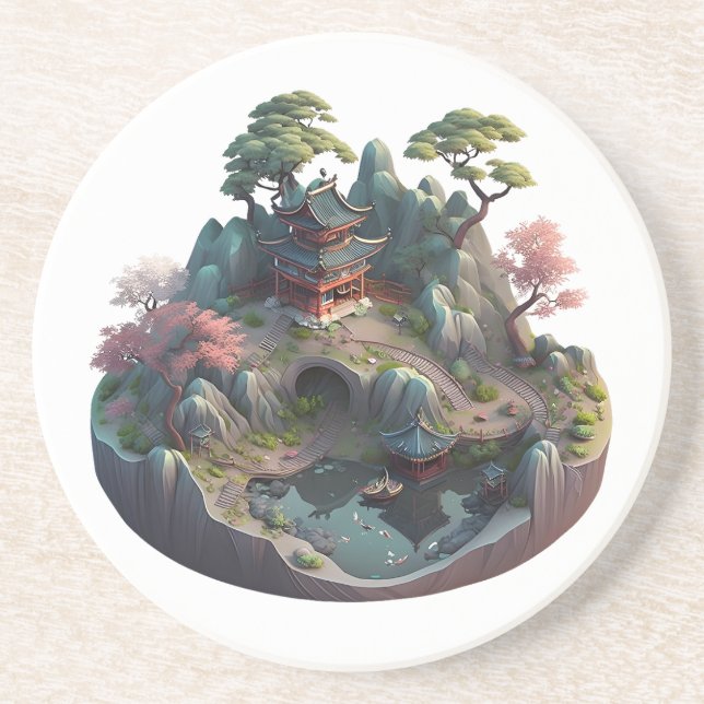 Imaginaire chinois  3D paysage Dessous de verre de (Devant)
