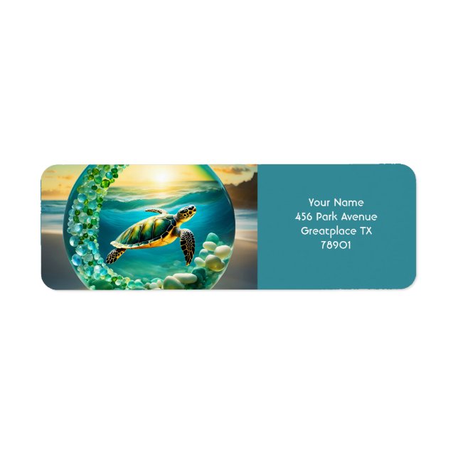 Imaginaire Cute Vivid Turtle Vagues de Mer (Devant)